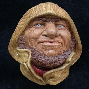Bossons Chalkware Fisherman Head Vintage Figure Wall Hanger Decor MCM
